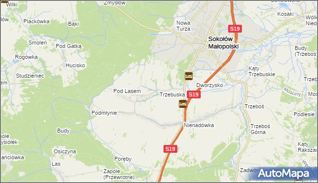 mapa Trzebuska, Trzebuska na mapie Targeo