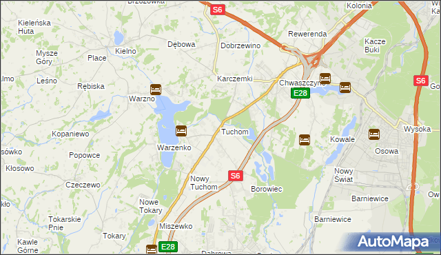 mapa Tuchom, Tuchom na mapie Targeo