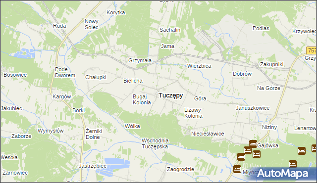 mapa Tuczępy powiat buski, Tuczępy powiat buski na mapie Targeo