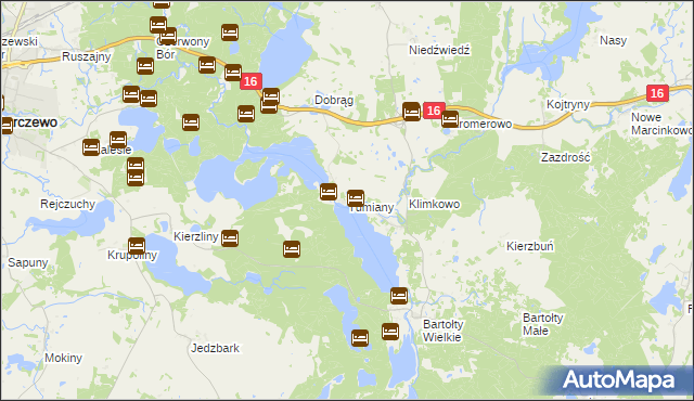 mapa Tumiany, Tumiany na mapie Targeo