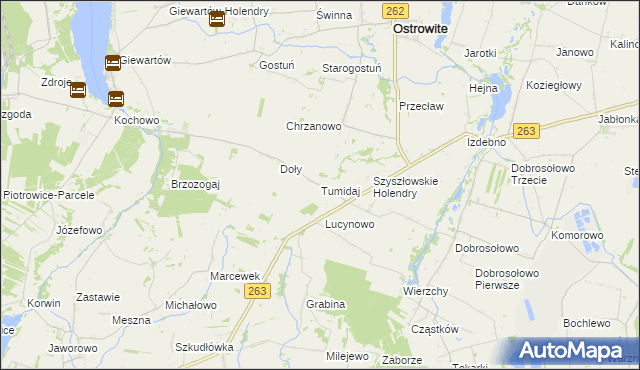 mapa Tumidaj gmina Ostrowite, Tumidaj gmina Ostrowite na mapie Targeo