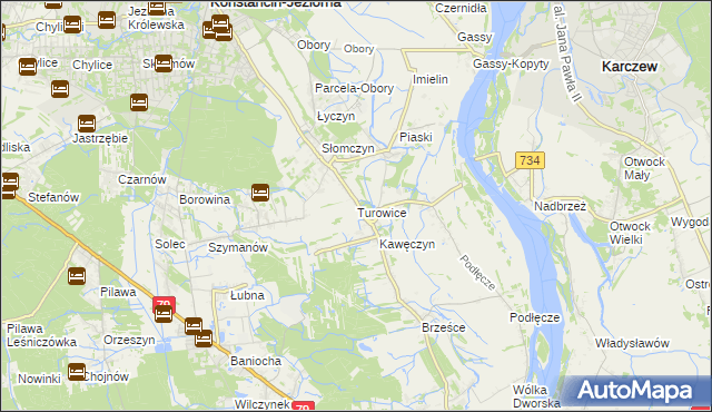 mapa Turowice gmina Konstancin-Jeziorna, Turowice gmina Konstancin-Jeziorna na mapie Targeo