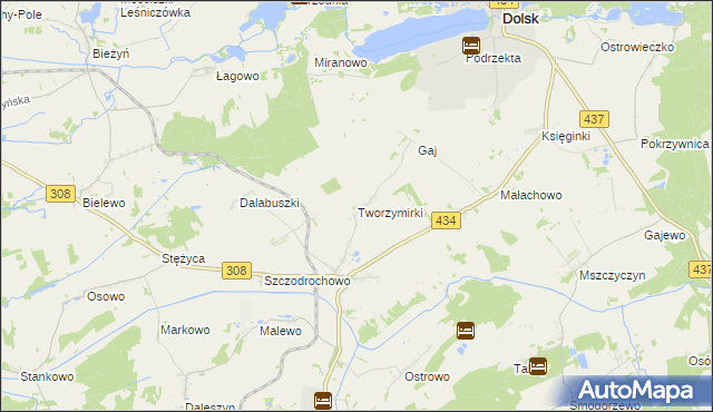 mapa Tworzymirki gmina Gostyń, Tworzymirki gmina Gostyń na mapie Targeo
