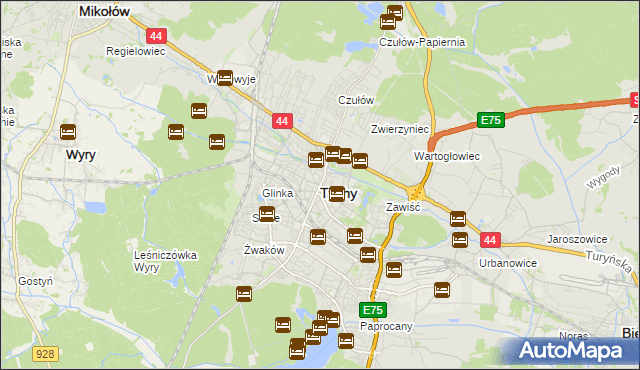 mapa Tychów, Tychy na mapie Targeo