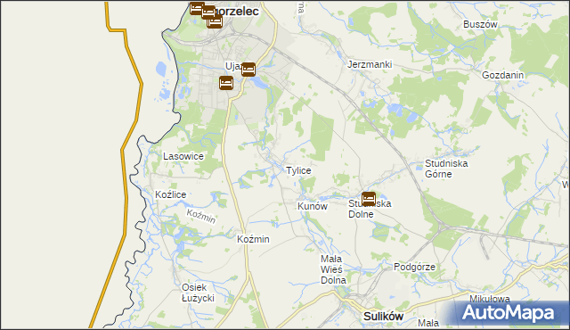 mapa Tylice gmina Zgorzelec, Tylice gmina Zgorzelec na mapie Targeo