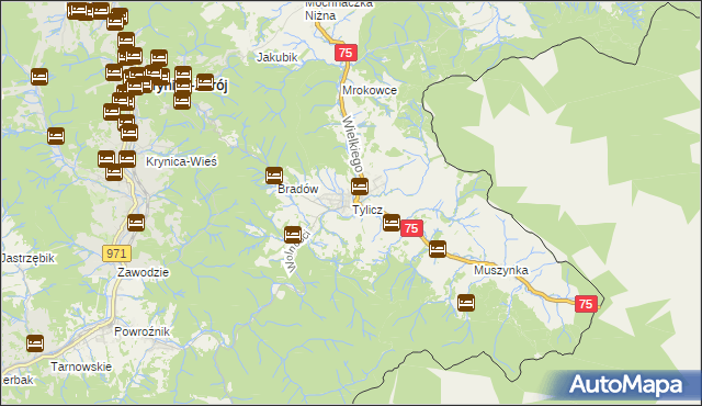 mapa Tylicz, Tylicz na mapie Targeo