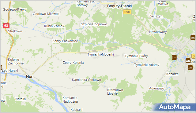 mapa Tymianki-Okunie, Tymianki-Okunie na mapie Targeo