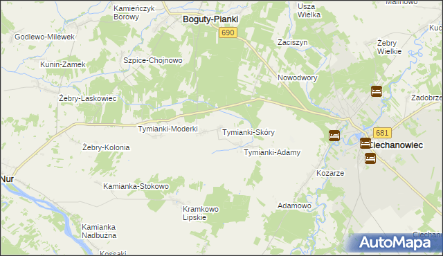 mapa Tymianki-Skóry, Tymianki-Skóry na mapie Targeo