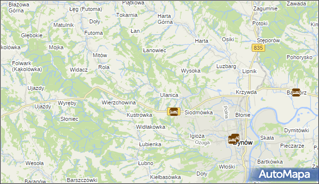 mapa Ulanica, Ulanica na mapie Targeo