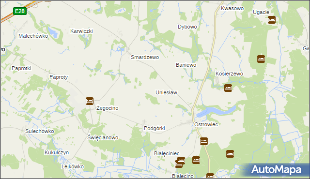 mapa Uniesław, Uniesław na mapie Targeo