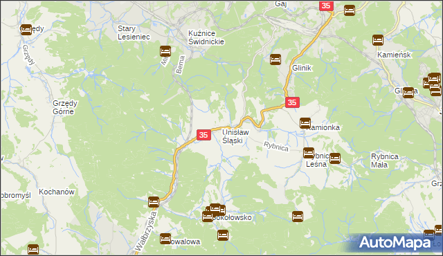 mapa Unisław Śląski, Unisław Śląski na mapie Targeo