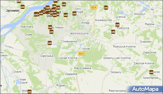 mapa Uściąż, Uściąż na mapie Targeo