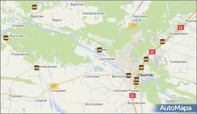 mapa Uścikówiec, Uścikówiec na mapie Targeo