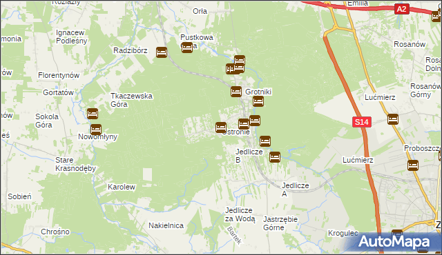 mapa Ustronie gmina Zgierz, Ustronie gmina Zgierz na mapie Targeo