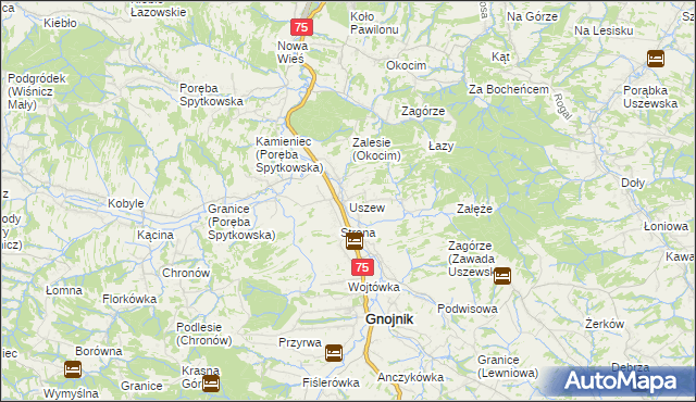 mapa Uszew, Uszew na mapie Targeo