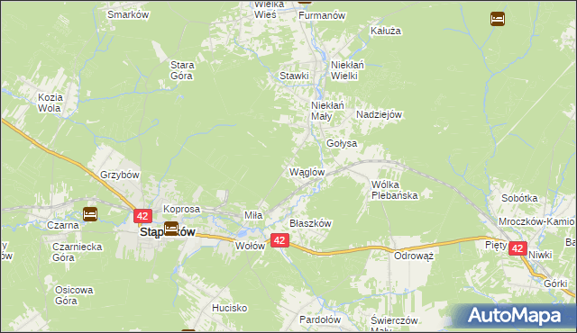 mapa Wąglów, Wąglów na mapie Targeo