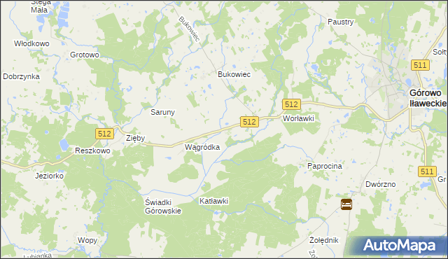 mapa Wągniki gmina Górowo Iławeckie, Wągniki gmina Górowo Iławeckie na mapie Targeo