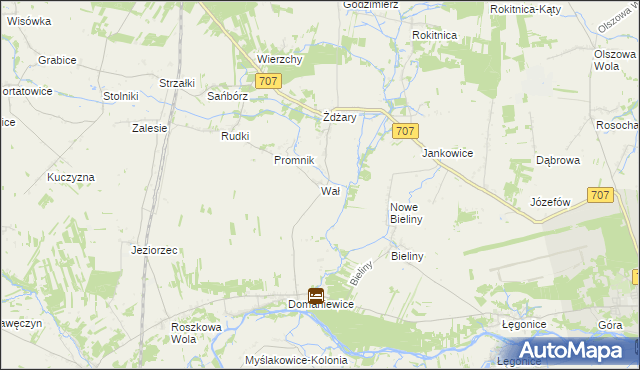 mapa Wał gmina Nowe Miasto nad Pilicą, Wał gmina Nowe Miasto nad Pilicą na mapie Targeo