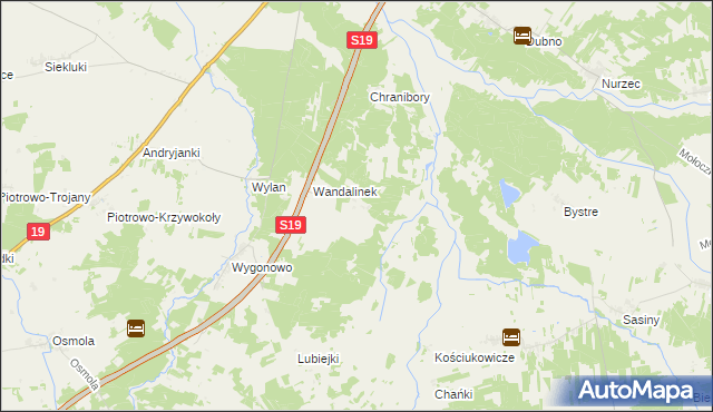 mapa Wandalin gmina Boćki, Wandalin gmina Boćki na mapie Targeo