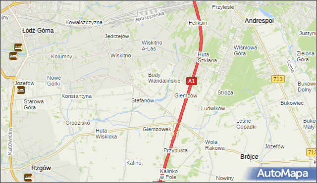 mapa Wandalin gmina Brójce, Wandalin gmina Brójce na mapie Targeo
