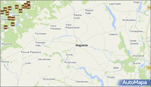 mapa Wąpielsk, Wąpielsk na mapie Targeo