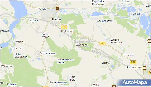 mapa Wapienno, Wapienno na mapie Targeo