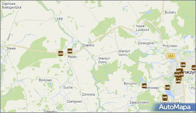 mapa Wardyń Dolny, Wardyń Dolny na mapie Targeo