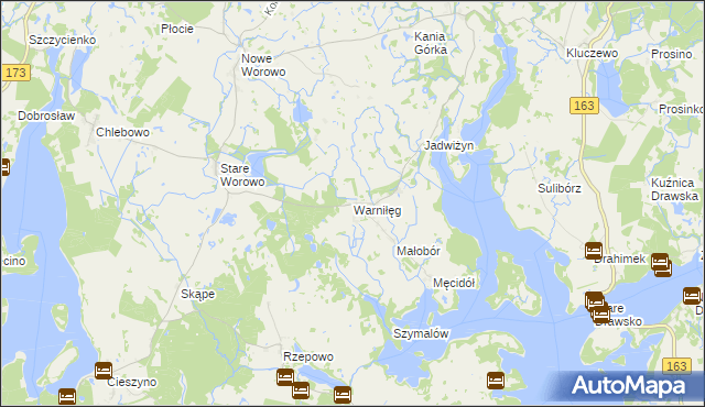 mapa Warniłęg, Warniłęg na mapie Targeo