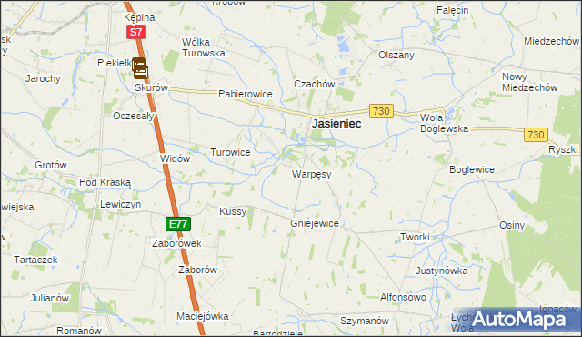 mapa Warpęsy, Warpęsy na mapie Targeo