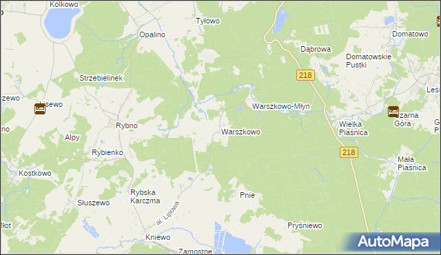 mapa Warszkowo gmina Wejherowo, Warszkowo gmina Wejherowo na mapie Targeo