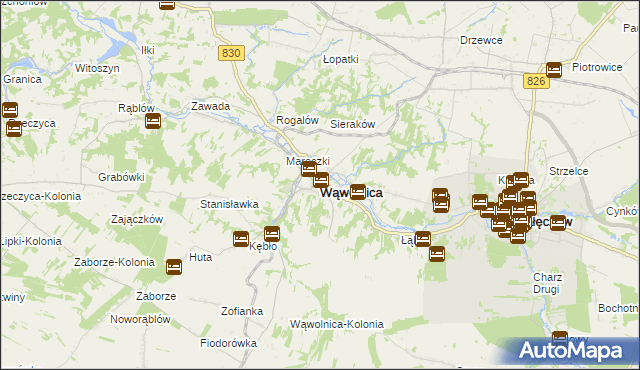 mapa Wąwolnica powiat puławski, Wąwolnica powiat puławski na mapie Targeo