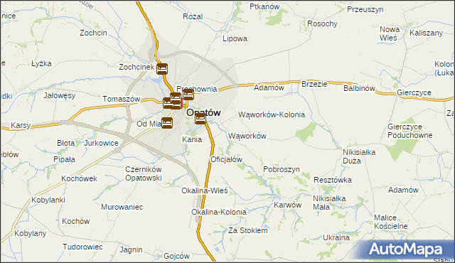 mapa Wąworków, Wąworków na mapie Targeo