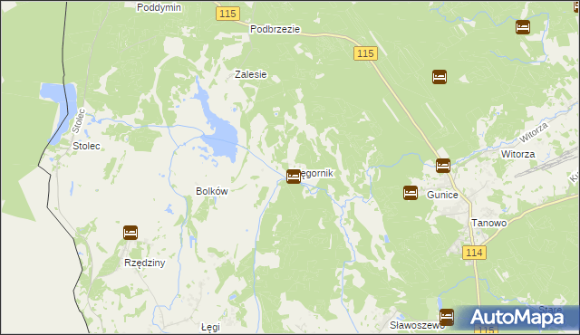 mapa Węgornik, Węgornik na mapie Targeo