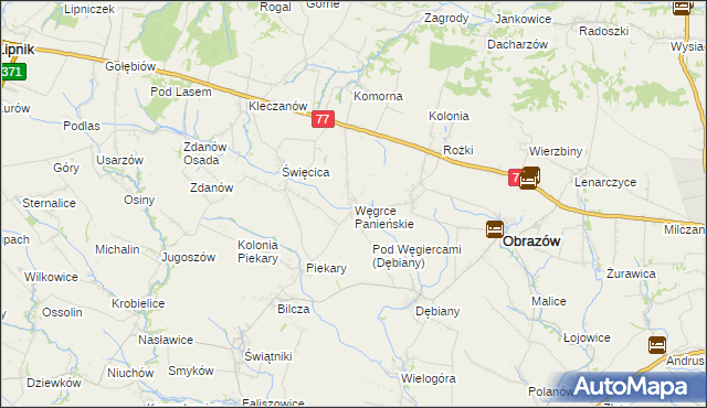 mapa Węgrce Panieńskie, Węgrce Panieńskie na mapie Targeo