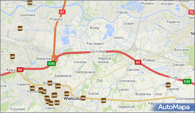 mapa Węgrzce Wielkie, Węgrzce Wielkie na mapie Targeo