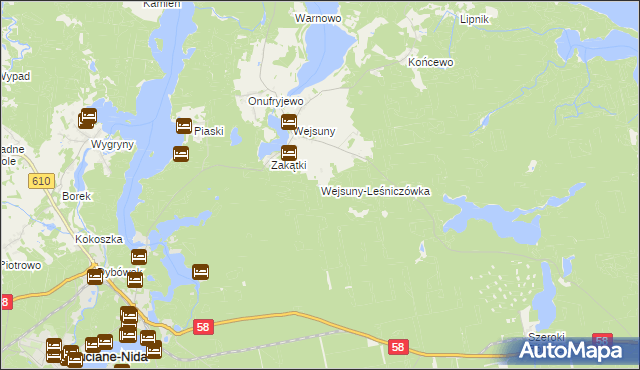 mapa Wejsuny-Leśniczówka, Wejsuny-Leśniczówka na mapie Targeo