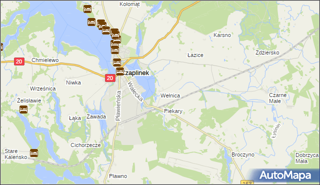 mapa Wełnica gmina Czaplinek, Wełnica gmina Czaplinek na mapie Targeo