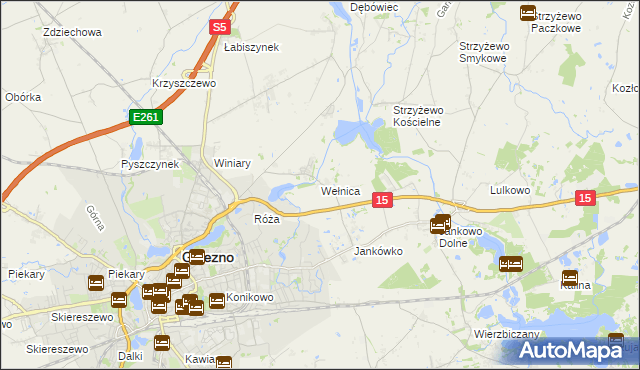 mapa Wełnica gmina Gniezno, Wełnica gmina Gniezno na mapie Targeo