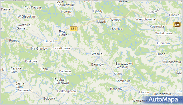 mapa Wesoła gmina Nozdrzec, Wesoła gmina Nozdrzec na mapie Targeo