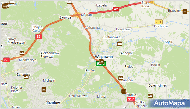 mapa Wiązowna, Wiązowna na mapie Targeo