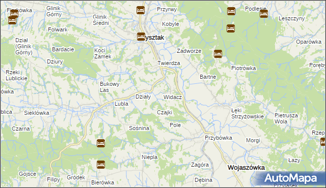 mapa Widacz gmina Frysztak, Widacz gmina Frysztak na mapie Targeo