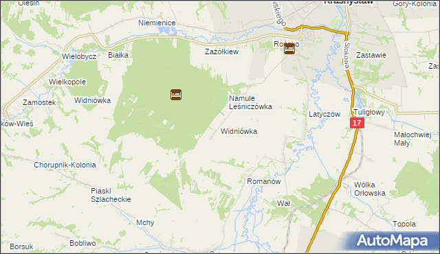 mapa Widniówka gmina Krasnystaw, Widniówka gmina Krasnystaw na mapie Targeo