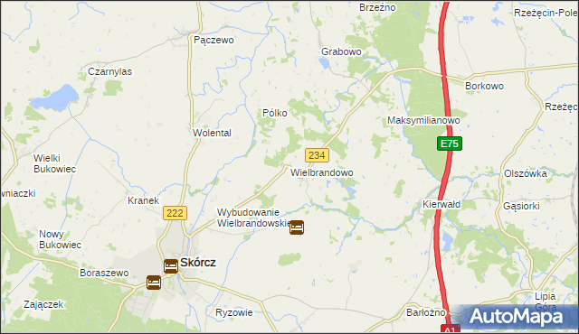 mapa Wielbrandowo, Wielbrandowo na mapie Targeo