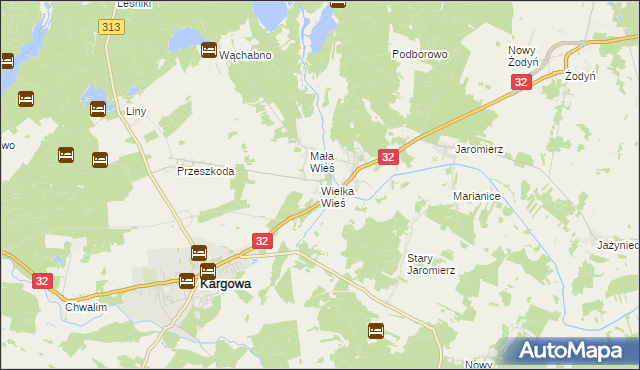 mapa Wielka Wieś gmina Siedlec, Wielka Wieś gmina Siedlec na mapie Targeo