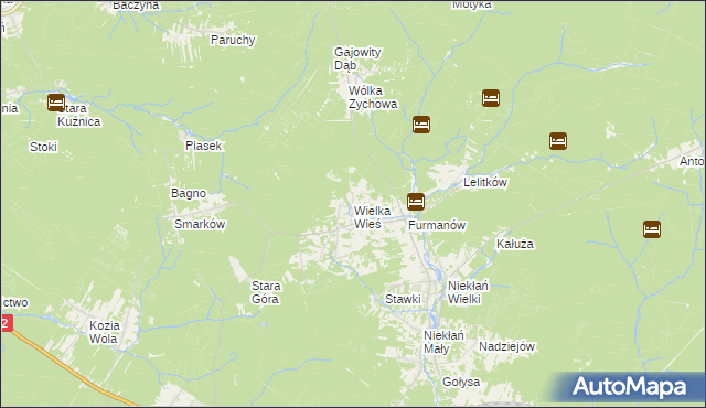 mapa Wielka Wieś gmina Stąporków, Wielka Wieś gmina Stąporków na mapie Targeo