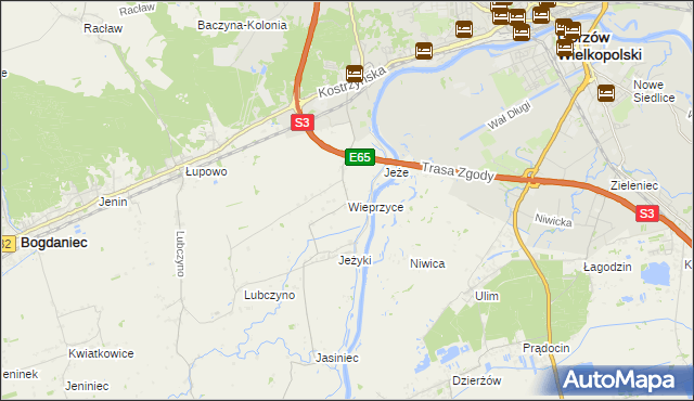mapa Wieprzyce, Wieprzyce na mapie Targeo