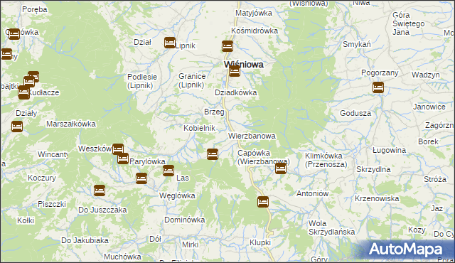 mapa Wierzbanowa, Wierzbanowa na mapie Targeo