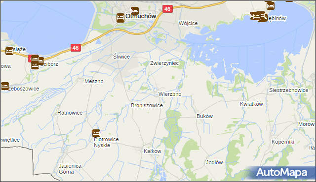 mapa Wierzbno gmina Otmuchów, Wierzbno gmina Otmuchów na mapie Targeo