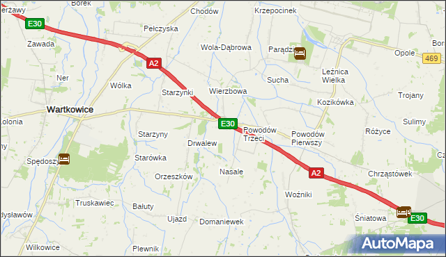 mapa Wierzbówka gmina Wartkowice, Wierzbówka gmina Wartkowice na mapie Targeo