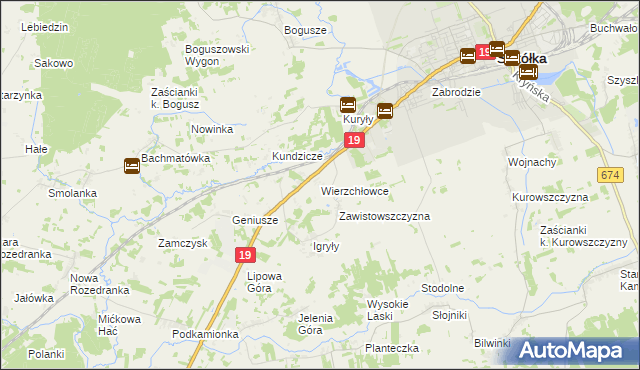 mapa Wierzchłowce, Wierzchłowce na mapie Targeo